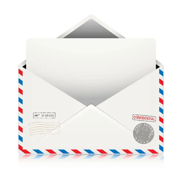 Enveloppe Air Mail avec timbre postal isolé sur fond blanc — Image vectorielle