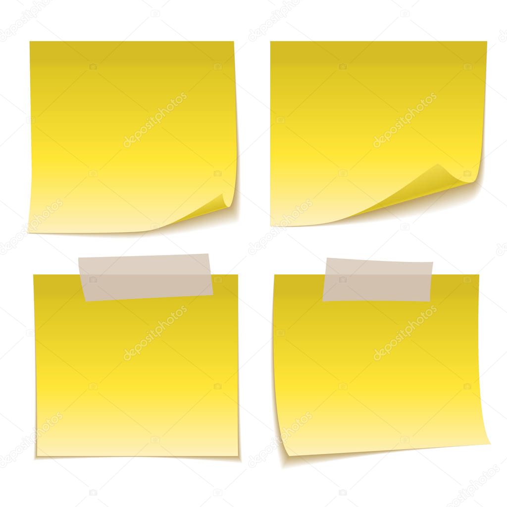 Yellow Sticky Note with Adhesive Tape isolated on white background. 