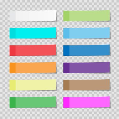 Set of paper sheets or sticky stickers isolated on a transparent clipart