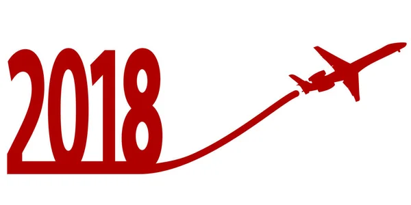 Año Nuevo 2018 con Avión — Vector de stock