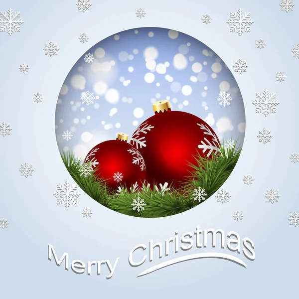 Carte de voeux avec boules de Noël — Image vectorielle