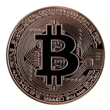 Bir altın beyaz arka plan üzerinde izole Bitcoin.