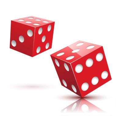 İki kırmızı Dices. Kumar simgesi.
