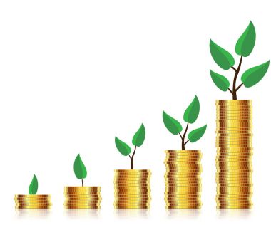 Genç birçok altın sikke yığını Filiz