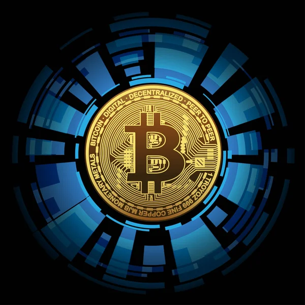Bitcoin Dorado Sobre Fondo Abstracto Concepto Criptomoneda Mundo Financiero Negocios — Vector de stock
