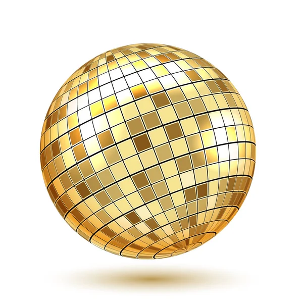 Bola Disco Dourado Sobre Fundo Branco Ilustração Vetorial —  Vetores de Stock