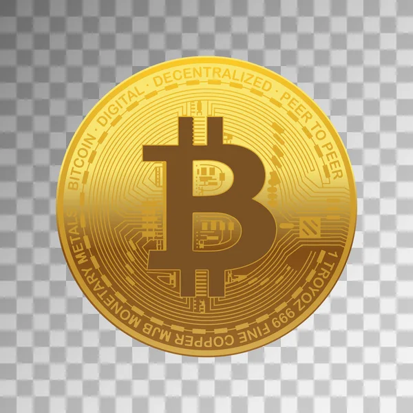 Bitcoin Dorado Sobre Fondo Transparente Concepto Criptomoneda Mundo Financiero Negocios — Vector de stock