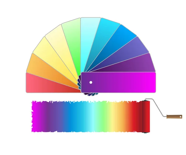Illustration Rulle Pensel Färgpalettsikonen Isolerad Vit Bakgrund Vektorillustration — Stock vektor