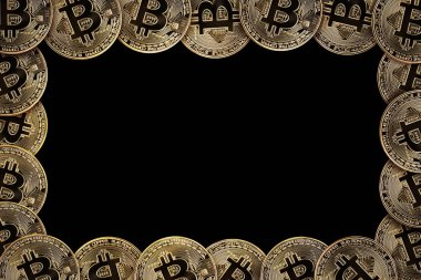 Çerçeve para altın Bitcoin. 
