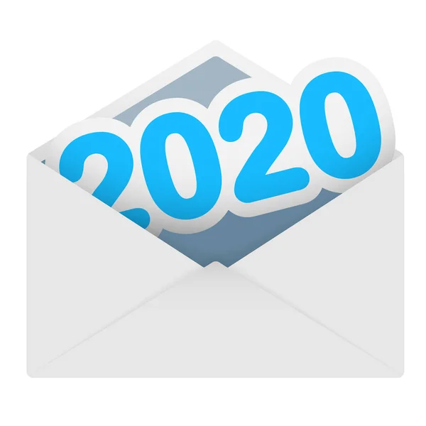 New Year Date 2020 Message Mail Envelope Vector Illustration — Stock Vector