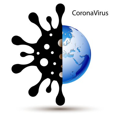 Soyut Coronavirus 2019-nCoV. Dünyadaki tüm insanlar için viral tehlike kavramı. Vektör illüstrasyonu