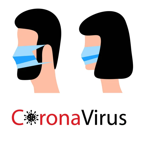 Coronavirus 2019 Ncov Menschen Mit Medizinischem Mundschutz — Stockvektor
