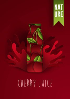 Parlak arka planda sıçramaları ile kiraz suyu şişesi 