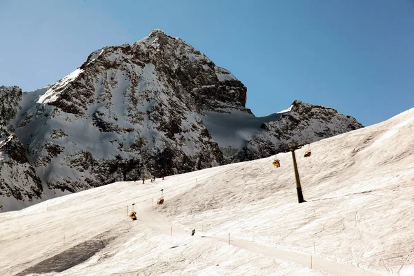 Blick Auf Skilift Und Skipiste Den Schweizer Alpen — Stockfoto