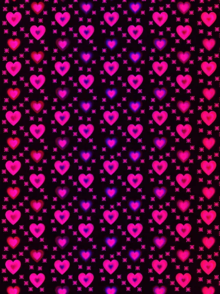ホログラム紙製の壁紙や背景の紫外線とピンク色で愛の心と — ストック写真