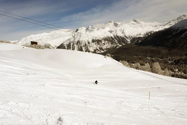 Una Vista Tipo Esquiando Los Alpes Suiza Invierno — Foto de Stock