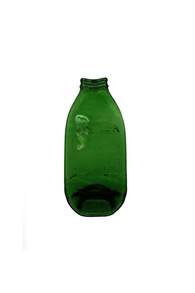 Green Pressed Glass Bottle Made Heating Oven — Stock Photo, Image