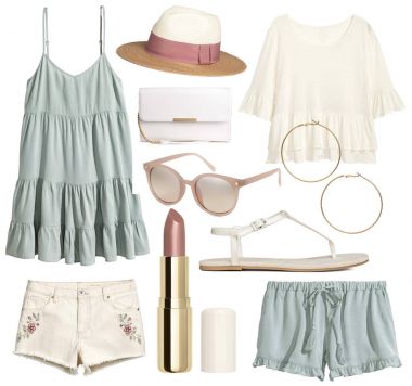 Moda kıyafetler ve aksesuarlar beyaz zemin üzerinde bir dizi