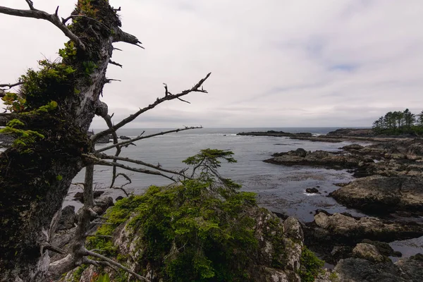 Kustnära fjärrvyn med öar, klippor och moln — Stockfoto