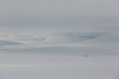 Backcountry atmosferik uzak ülke kışın donmuş.