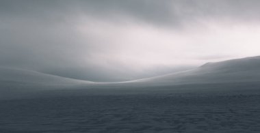 Backcountry atmosferik uzak ülke kışın donmuş.