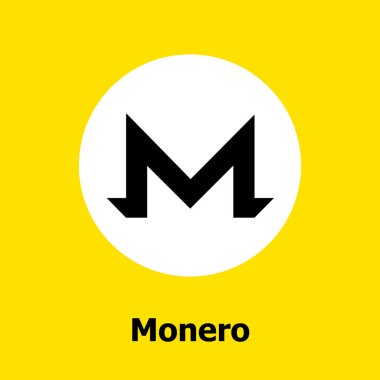 Monero cryptocurrency blockchain düz simgesi sarı bir arka plan. Vektör monero simgesi. 