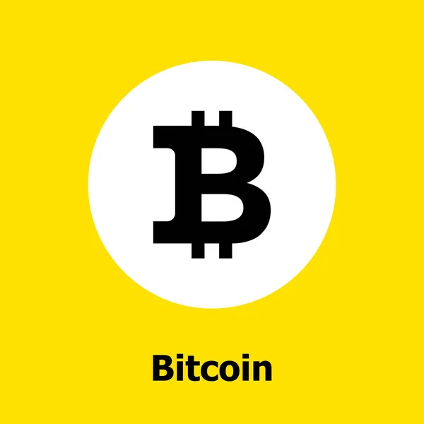 Bitcoin cryptocurrency blockchain icono plano un fondo amarillo. Vector icono bitcoin . — Archivo Imágenes Vectoriales