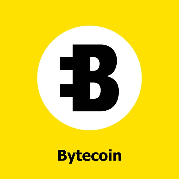 Bytecoin cryptocurrency blockchain icono plano un fondo amarillo. Icono de bytecoin vectorial . — Archivo Imágenes Vectoriales