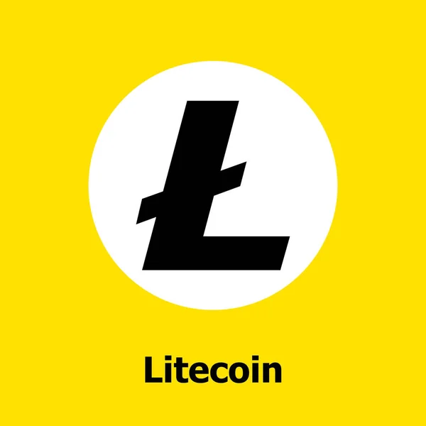 Litecoin cryptocurrency blockchain icono plano un fondo amarillo. Icono de litecoin vectorial . — Archivo Imágenes Vectoriales