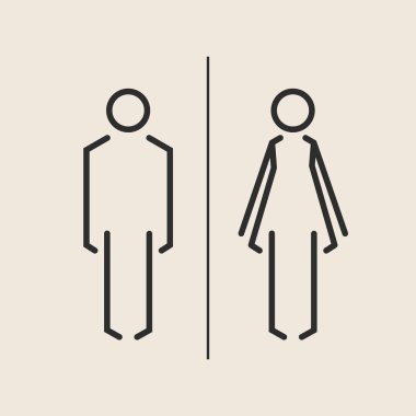 Tuvalet kavramı ve fikir simgesi. Kontur vektör logosu, web grafikleri. İzole arka plan. Vektör çizim.