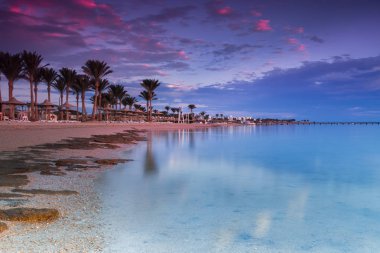 Deniz sahilinde güzel gün batımı