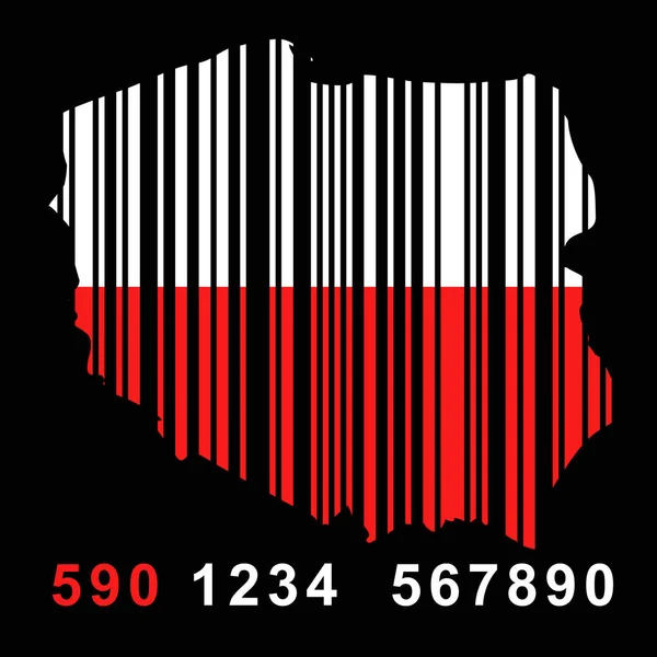 Barcode op de kaart van Polen — Stockvector