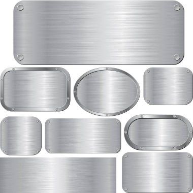 set of isolated metal textured plaques clipart