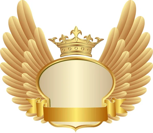 Golden Frame Crown Wings — Stock Vector