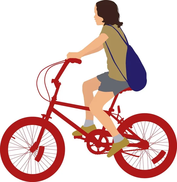 Boy naik sepeda - Stok Vektor