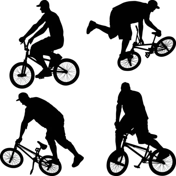 Mann Macht Fahrradtrick Auf Fahrrad — Stockvektor