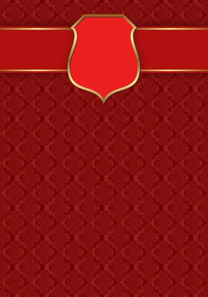 Fondo Rojo Con Marco Dorado Patrón Decorativo — Vector de stock