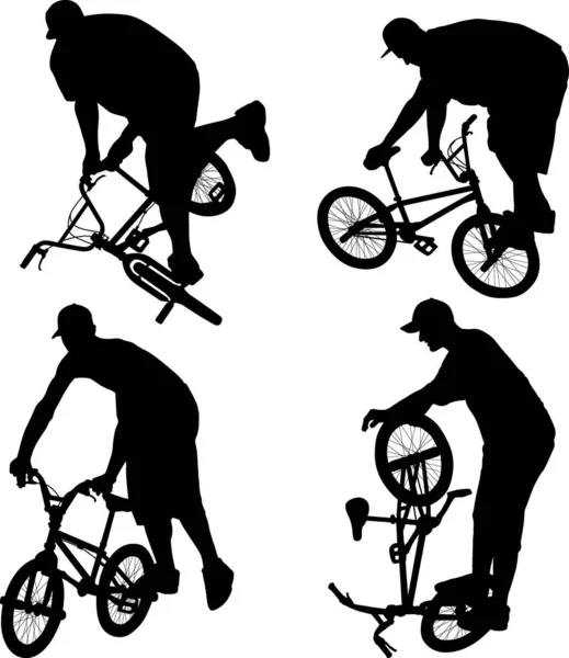 Chico Haciendo Truco Bicicleta Bmx Bicicleta — Vector de stock