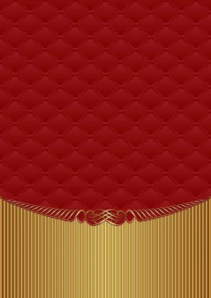 Červené Pozadí Zlatou Ozdobou Dekorativním Vzorem — Stockový vektor