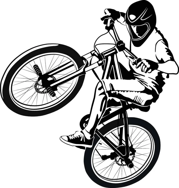 Male Mtb Bike Black White Vector Illustration — Stock Vector