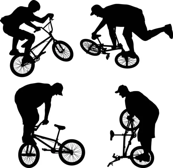 Chico Haciendo Truco Bicicleta Bmx Bicicleta — Vector de stock