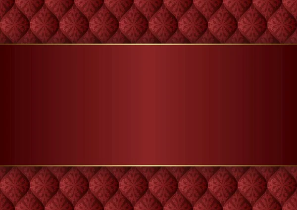 Sfondo Rosso Con Motivo Vintage Bordo Dorato — Vettoriale Stock