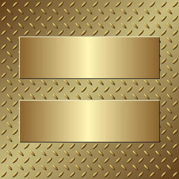 Golden Textured Metallic Background Two Banners — Stock Vector