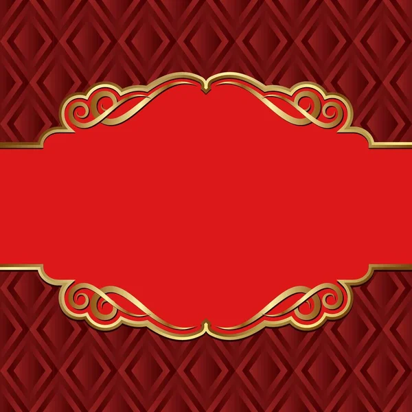 Roter Hintergrund Mit Vintage Muster Und Goldenem Rand — Stockvektor
