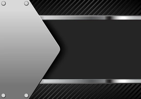 Schwarzer Strukturierter Hintergrund Mit Metallplakette — Stockvektor