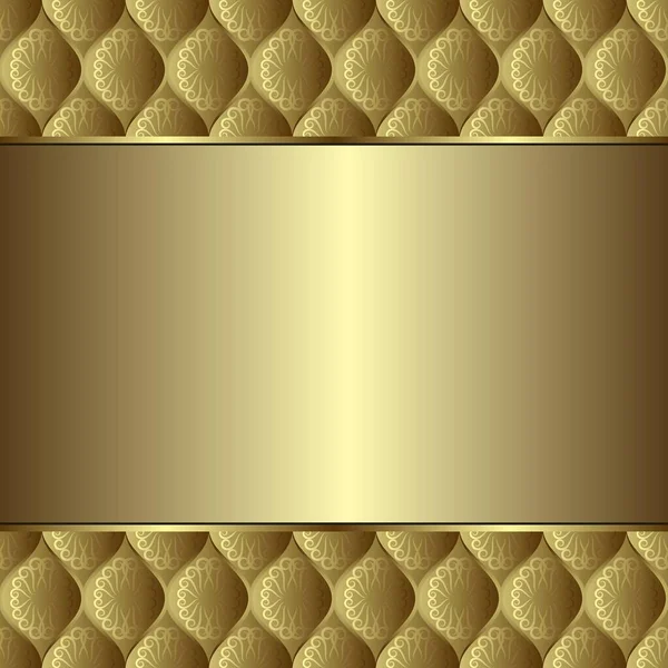 Fondo Dorado Con Patrón Decorativo Espacio Copia — Vector de stock