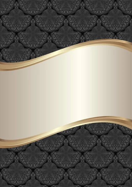 Golden Black Background Decorative Pattern — Stock Vector