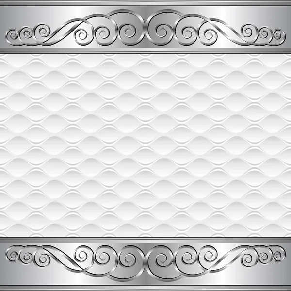 銀の装飾が施された白い背景 — ストックベクタ