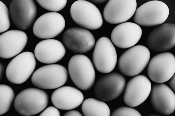 Bunch Farm Fresh Chicken Eggs Group Egg Background Black White — 图库照片