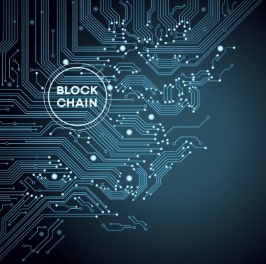 Blockchain ağ kavramı, dağıtılmış genel muhasebe teknoloji, blok metin ve bilgisayar bağlantısı zincir. Dosya sürümü Ai10 Eps kaydedilir. 